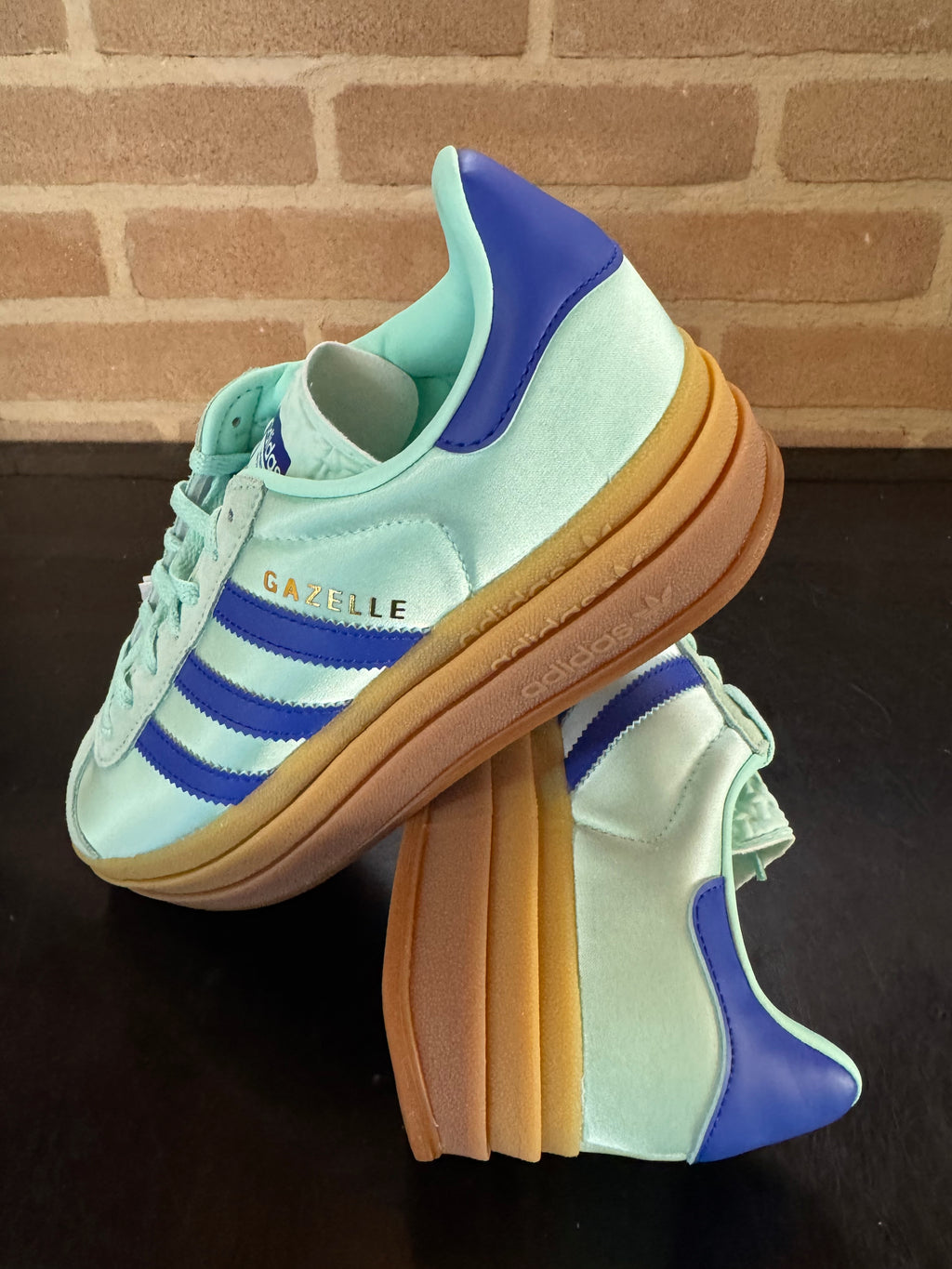 Adidas Gazelle Bold "Clear Mint Lucid Blue Satin"