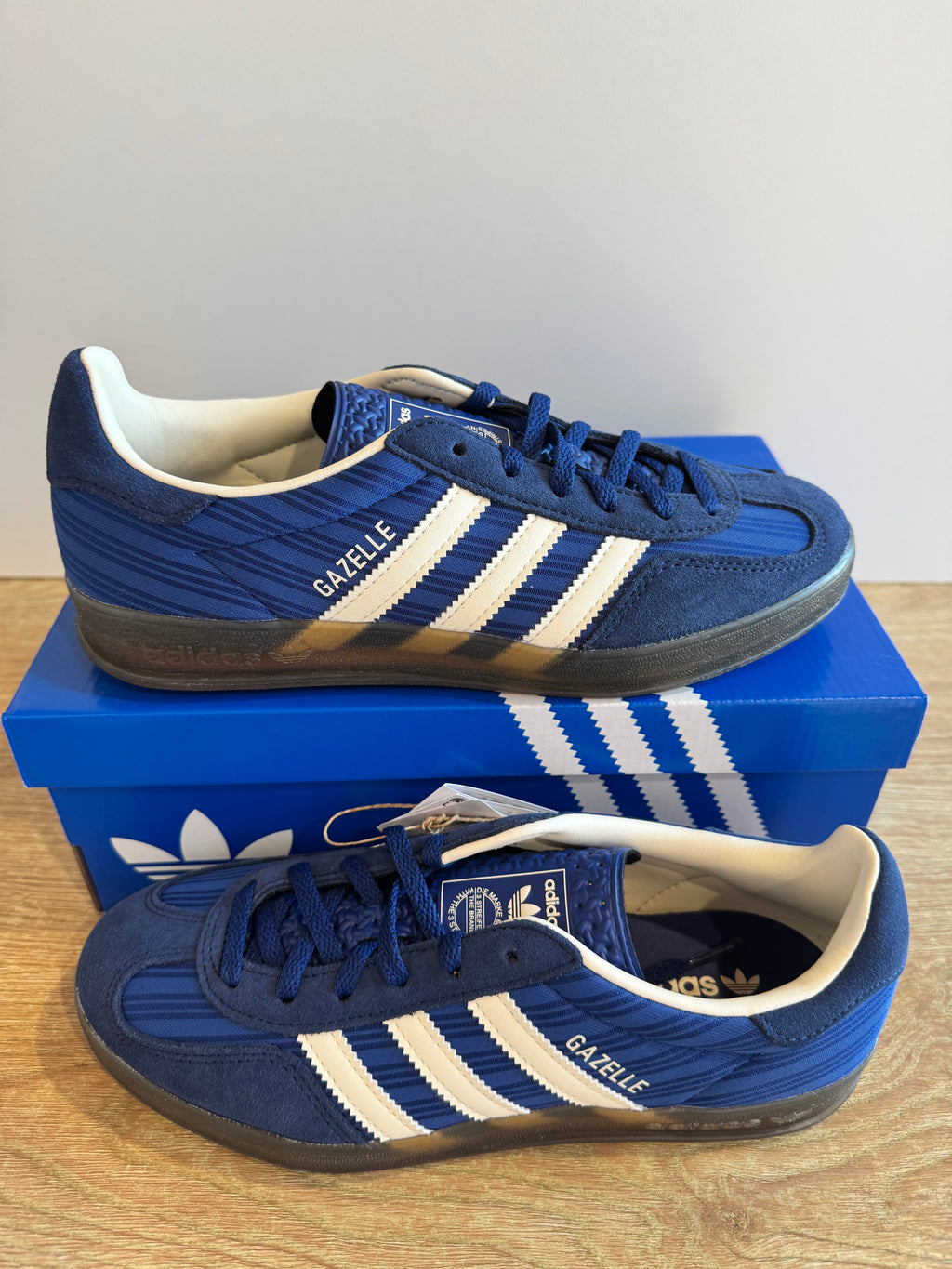 Adidas Gazelle Indoor "Blue Pinstripe Satin"
